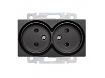 Розетка двойная без заземления черная "Нептун" (SBE-05b-10-S2-N)