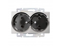 Розетка двойная с заземлением серый никель "Нептун" (SBE-05gn-16-S2-Z)