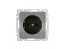 Розетка с заземлением 16А серый никель "Нептун" (SBE-05gn-16-S1-Z)