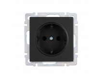 Розетка с заземлением 16А черная "Нептун" (SBE-05b-16-S1-Z)