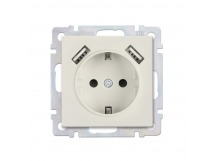 Розетка с заземлением и 2-мя USB 16А бежевая "Нептун" (SBE-05i-16-S1-USB)