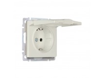 Розетка с заземлением и крышкой 16А, бежевая "Нептун" (SBE-05i-16-S1-ZK)
