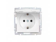 Розетка с заземлением и крышкой 16А, белая "Нептун" (SBE-05w-16-S1-ZK)