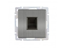 Розетка телефонная RJ-11 серый никель "Нептун" (SBE-05gn-S1-PH)