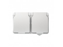 Розетка 2-местная с заземлением 16А с крышкой, IP54, белая, "Сатурн" (SBE-04g-16-S2-Z)