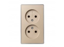 Розетка 2-местная 10А без заземления шампань "Сириус" (SBE-07с-16-S2-N)