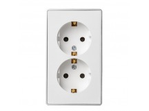Розетка 2-местная 16А с заземлением белая "Сириус" (SBE-07w-16-S2-Z)