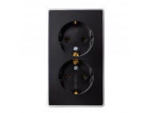 Розетка 2-местная 16А с заземлением черная "Сириус" (SBE-07b-16-S2-Z)