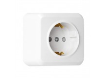 Розетка 1-местная 16А с заземлением белая с защ. штор. "Юпитер" (SBE-03w-16-S1-1Z)