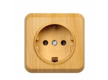Розетка 1-местная 16А с заземлением светлое дерево "Юпитер" (SBE-03lw-16-S1-Z)