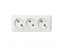 Розетка 3-местная 10А без заземления белая "Юпитер" (SBE-03w-10-S3-N)
