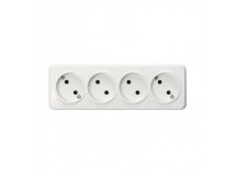 Розетка 4-местная 10А без заземления белая "Юпитер" (SBE-03w-10-S4-N)