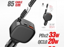 Автомобильный адаптер питания DEESPI ES15 86W PD33W + QC3.0 + кабель Type C - Lightning (черный)