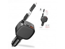 Автомобильный адаптер питания DEESPI ES15 86W PD33W + QC3.0 + кабель Type C - Lightning (черный)