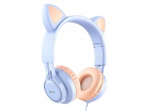 Проводные наушники с микрофоном полноразмерные Hoco Cat W36 (повр. уп.) Jack 3,5  (dream blu(242042)