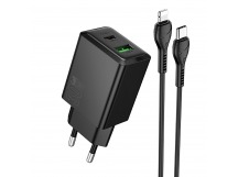 Адаптер Сетевой с кабелем Hoco N71 Nuevo PD+QC3.0 USB/Type-C 3A/30W (Type-C/Lightning) (blac(240182)
