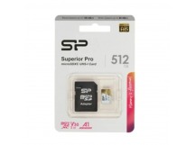 MicroSDXC  512GB  Silicon Power Class 10 Superior A1 UHS-I U3 (R/W 100/80 Mb/s) + SD адаптер