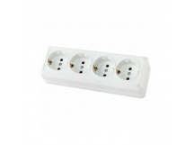 Розетка 4-х местная горизонтальная 2П+3 открытой установки IP20 16A белая "Ладога" TDM (6/60)