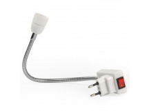 Переходник вилка-патрон Е14 гибкий 300мм с выключателем (светильник), белый (SBL-NL-001)