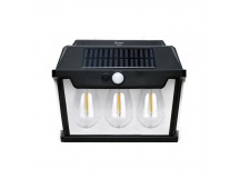 Фонарь уличный декоративный, солнечные панели, 3 филамент LED лампы "ретро", датчик, Smartbuy