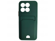 Чехол силиконовый Honor X8C матовый цветной с визитницей темно-зеленый