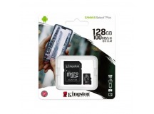 MicroSD  128GB  Kingston Class 10 Canvas Select Plus A1 U1 V10  (150 Mb/s) + SD адаптер
