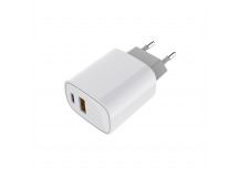 Адаптер постоянного тока 1гн.USB-A QC3.0 + 1гн.Type-C 20W, белый "Rexant"