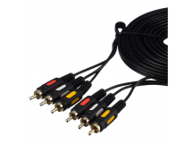 Кабель GoPower 3xRCA (m)-3xRCA (m) 5.0м ПВХ черный Premium Zip-Lock c подвесом (1/50)