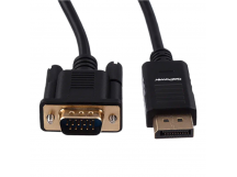 Кабель GoPower DisplayPort (m)-VGA (m) 1.8м ПВХ черный Premium Zip-Lock c подвесом (1/100)