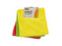 Салфетка Рыжий кот MFS-02/3 30х30см 3шт. микрофибра ассорти (1/5/40)