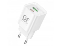 Сетевое З/У GFPower S73PQ 1USB+1Type-C 20W PD,QC белый (1/30/180)