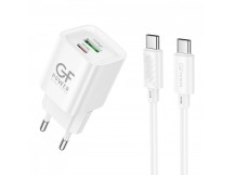 Сетевое З/У GFPower S73PQ-TT 1USB+1Type-C 20W PD,QC с кабелем Type-C белый (1/30/180)