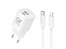 Сетевое З/У GFPower S75PQ-TL 1USB+1Type-C 30W QC3.0 с кабелем Type-C-Lightning белый (1/30/180)