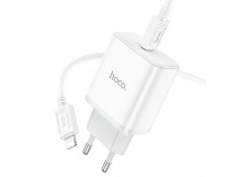 Сетевое З/У HOCO C104A 1USB/Type-C 3.0A 20W QC3.0 с кабелем Type-C-Lightning белый (1/13/130)