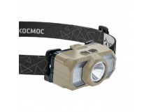 Фонарь налобный Космос 506Lit 2WLED+2WSMDLED+кр.свет от аккум IP54 5 реж светл-коричневый (1/25/100)