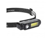 Фонарь налобный Космос 510Lit 1WLED+3WCOBLED от аккум IP54 3 режима черный (1/30/120)