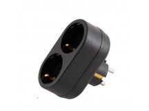 Разветвитель Toker 2Т 2р.С/З в индивидуальной упаковке с подвесом черный (1/50)