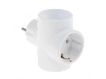 Разветвитель Toker 3Т1а 1р.С/З 2р.Б/З в индивидуальной упаковке с подвесом белый (1/50)