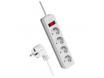 Сетевой фильтр Космос 4р.С/З 10A 1.5м ПВС 3x0.75мм² с выкл. белый (1/20)