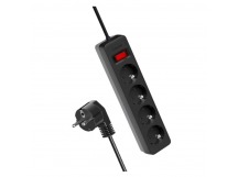 Сетевой фильтр Космос 4р.С/З 10A 1.5м ПВС 3x0.75мм² с выкл. черный (1/20)