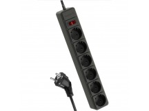 Сетевой фильтр Космос 6р.С/З 16A 5.0м ПВС 3x1мм² с выкл. черный (1/20)