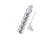 Удлинитель Космос 5р.С/З 10A 1.5м с выкл. ПВС 3х0.75мм² IP20 белый (1/30)