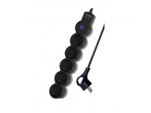 Удлинитель Космос 5р.С/З 10A 3.0м с выкл. ПВС 3х0.75мм² IP20 черный (1/30)