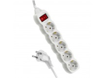 Удлинитель Космос 5р.С/З 16A 5.0м с выкл. ПВС 3x1мм² белый (1/20)