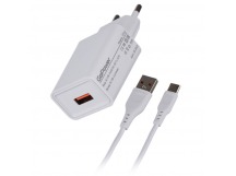 Сетевое З/У GoPower GP1U 1USB 2.4A 12W с кабелем Type-C белый (1/200)