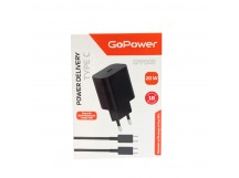 Сетевое З/У GoPower GPPD05 Type-C 20W PD3.0 с кабелем Type-C-Type-C 100W черный (1/200)