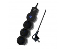 Удлинитель Космос 3р.С/З 10A 5.0м с выкл. ПВС 3х0.75мм² IP20 черный (1/30)