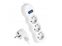 Удлинитель Космос 3р.С/З 10A 5.0м с выкл. ПВС 3х0.75мм² IP20 белый (1/30)