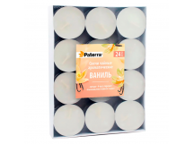 Свечи чайные в гильзе, литые, аромат ванили, 24 шт. в картонной подложке PATERRA (1/20)