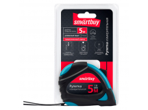 Рулетка измерительная Smartbuy ONE Tools 5м*19мм пластик 2 фиксатора прорезиненная голубой (1/72)